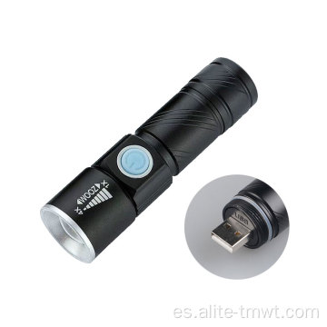 Aleación de aluminio Torcha pequeña Torcha USB Pocket Linterna